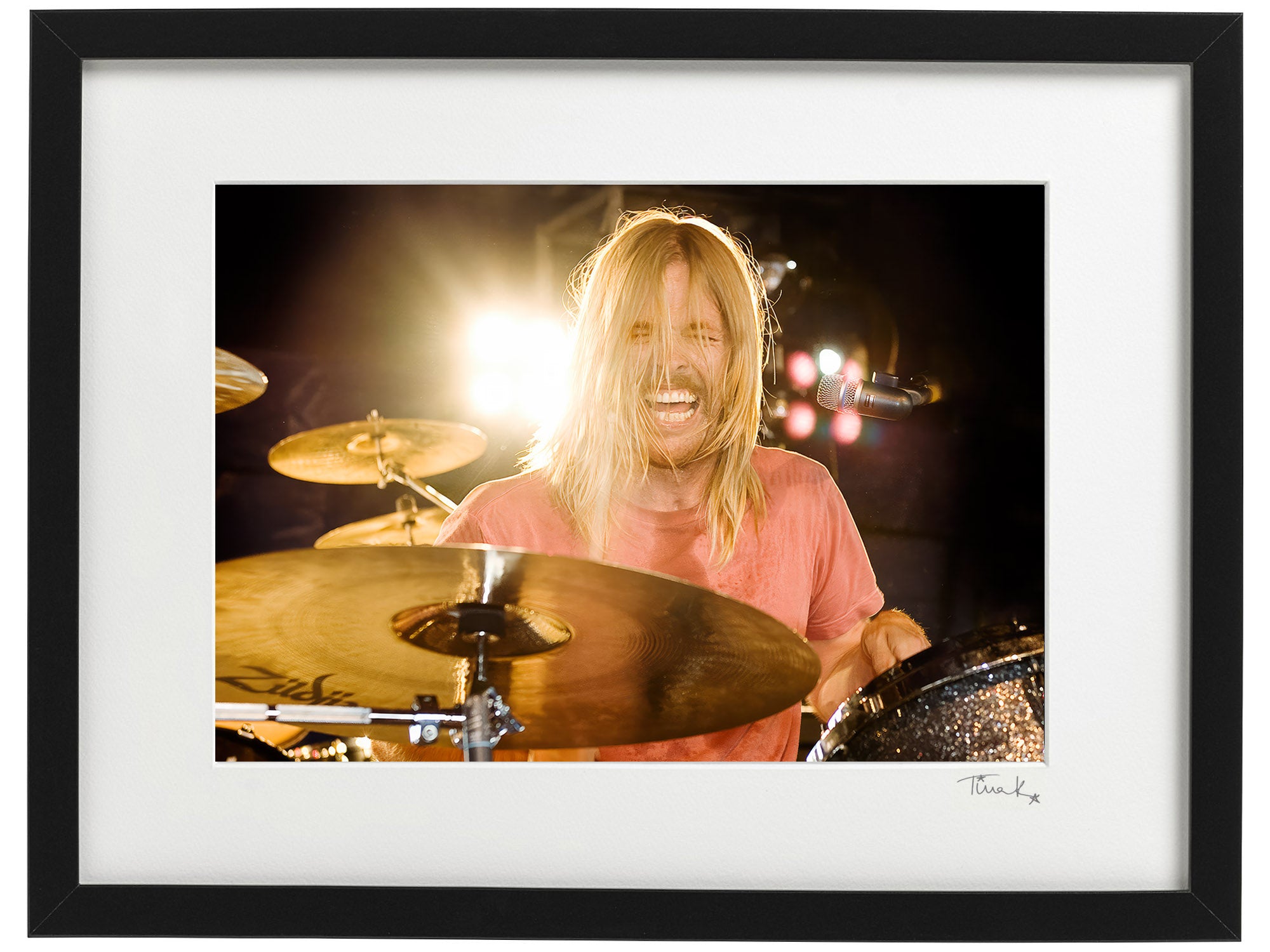 Taylor Hawkins playing drums onstage at Download festival 2010 with Taylor Hawkins And The Coattail Riders. Framed  print by Tina K Photography