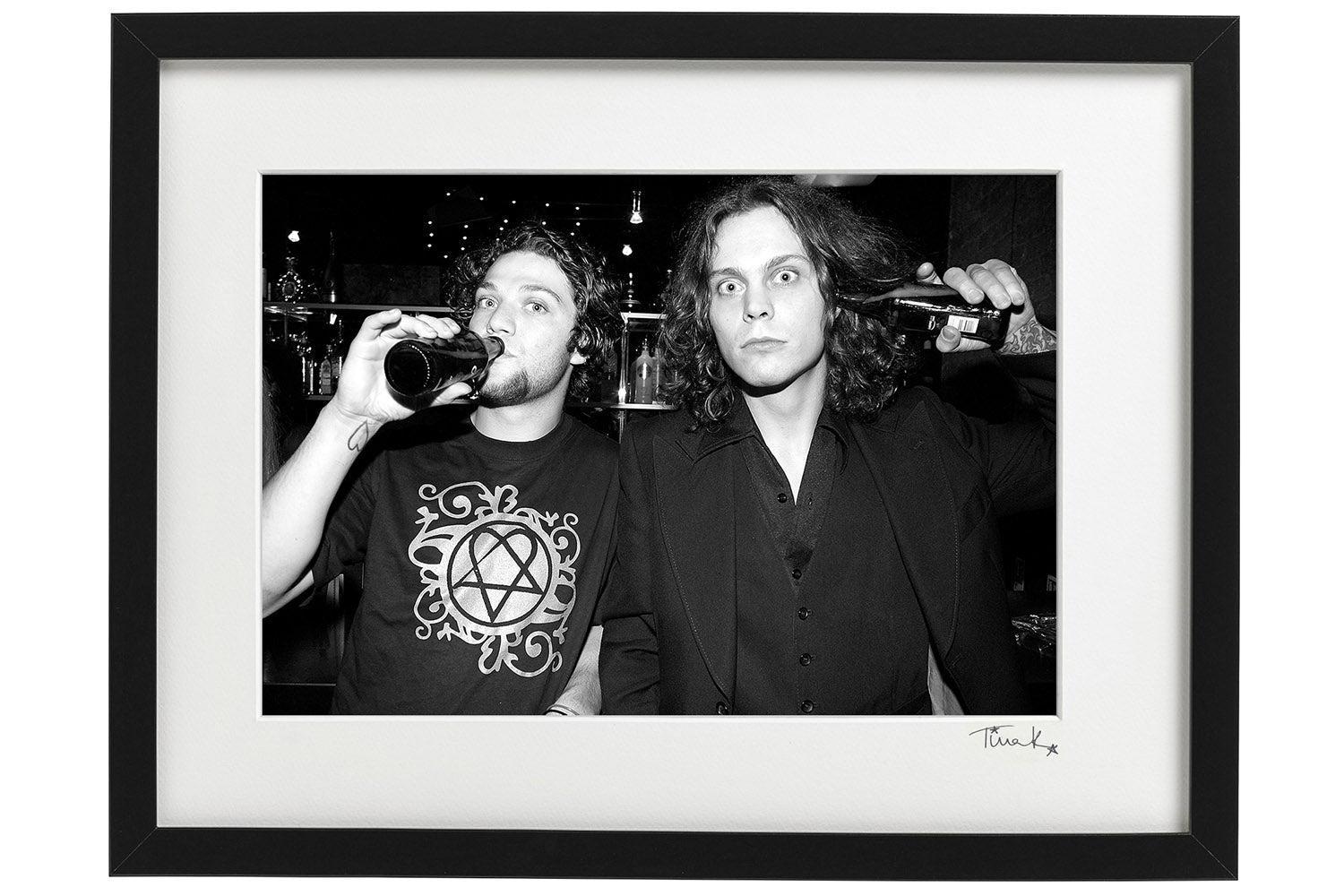 Framed Print of Ville Valo of Finnish rock band HIM with Bam Margera of Jackass at the Kerrang Awards, 2003 , taken by Tina K