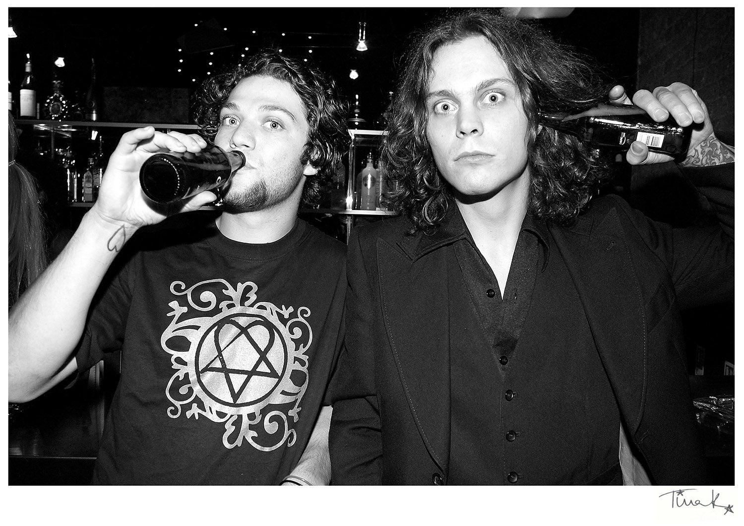Print of Ville Valo of Finnish rock band HIM with Bam Margera of Jackass at the Kerrang Awards, 2003 , taken by Tina K