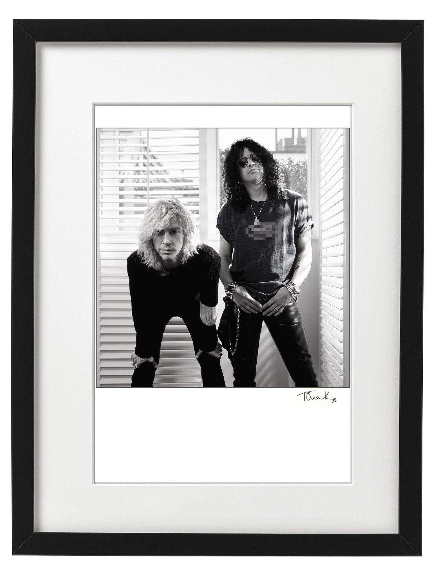 Guns N' Roses duo Duff McKagan and Slash in their Velvet Revolver days. Framed black and white print by Tina K Photography.