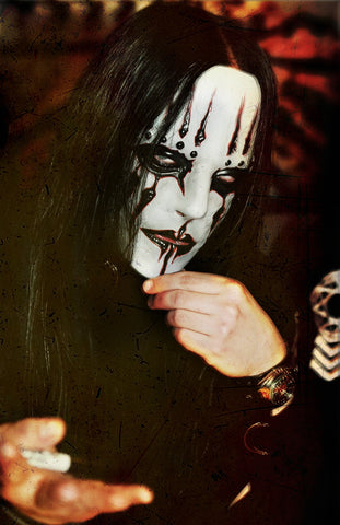 Joey Jordison (Murderdolls, Slipknot) close up wearing make up mask at Virgin Megastore signing in 2004.  Print by Tina K Photography.