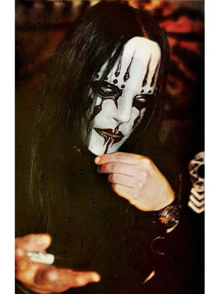 Joey Jordison (Murderdolls, Slipknot) closeup at Virgin Megastore signing with Slipknot 2004. Print by Tina K Photography