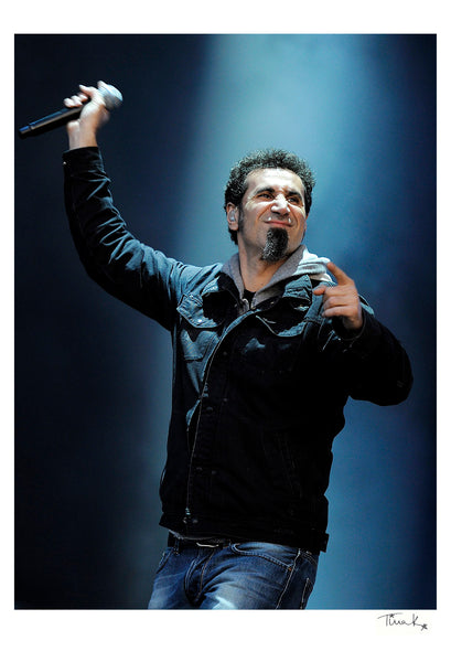 Print of Serj Tankian, vocalist of heavy metal band System of a Down on stage at Download festival 2011, photographed by  rock photographer Tina K 