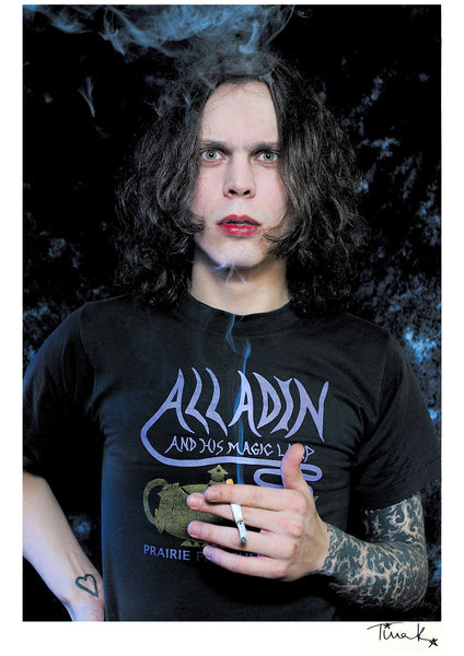 A6 greeting card of Ville Valo from HIM photographed in Helsinki 2003 for Kerrang Magazine.